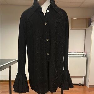 Sleeper Black Button Down Shirt with Bell Sleeves